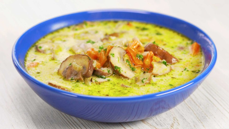 Суп грибной (с индейкой и плавленым сыром)