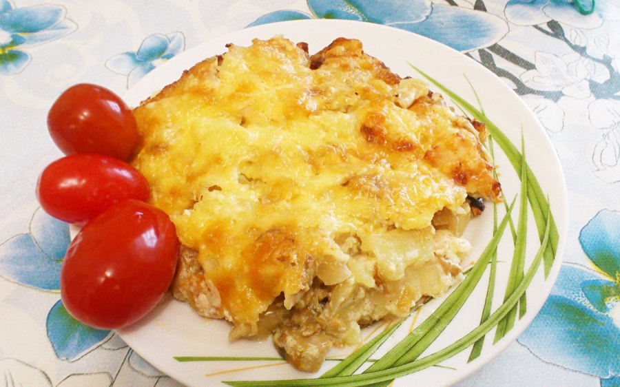 Филе куриное с ананасом под сыром