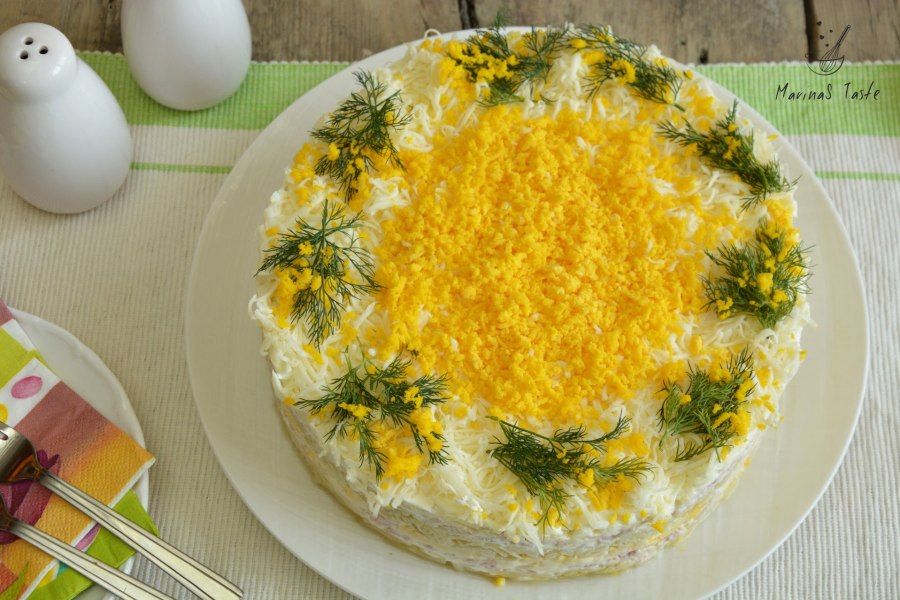 Салат Печенкин с куриной печенью слоями
