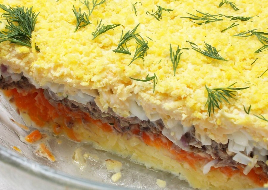 Салат Мимоза с рыбными