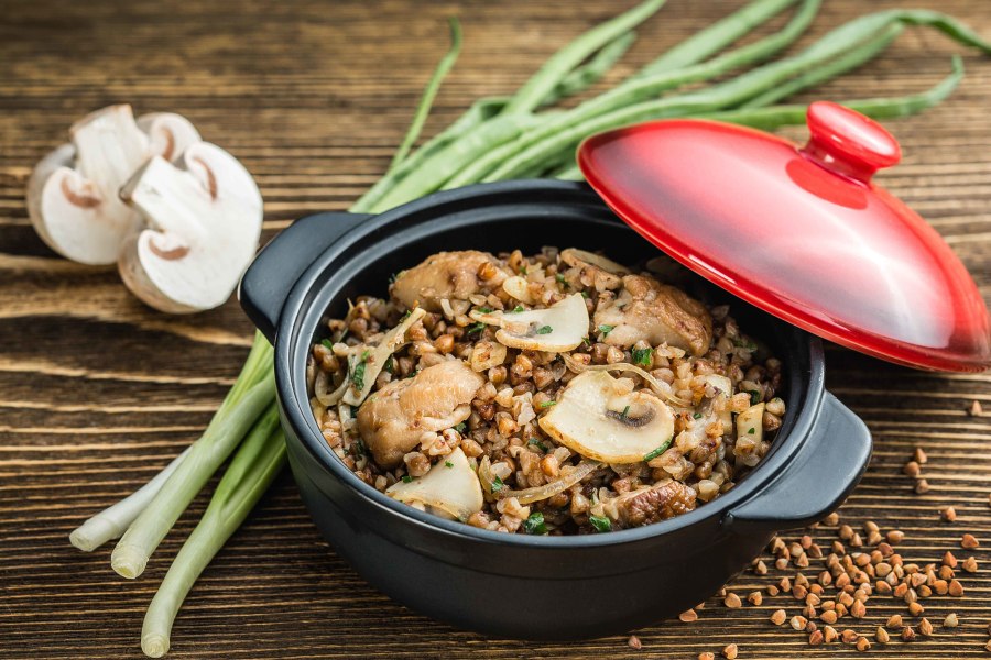 Гречка с грибами и луком