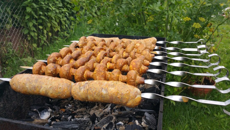 Шашлык с грибами шампиньонами