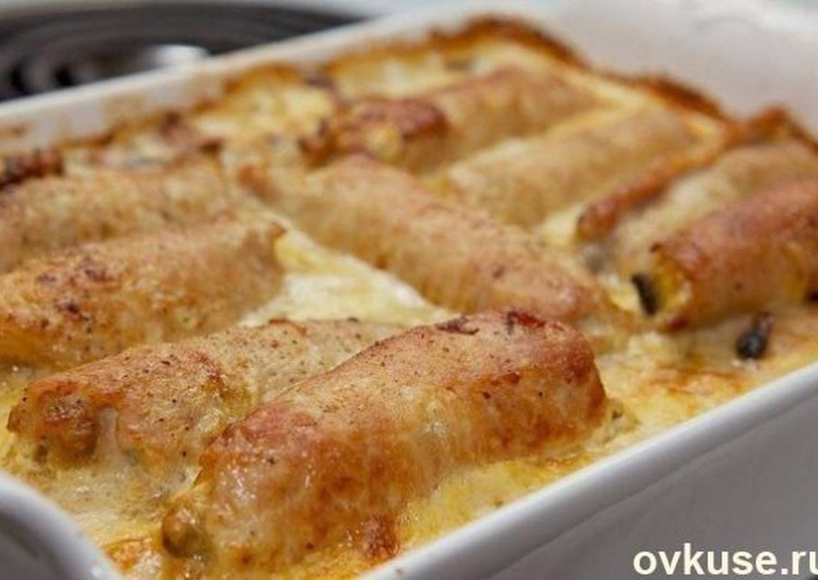 Рулетики из свинины с грибами