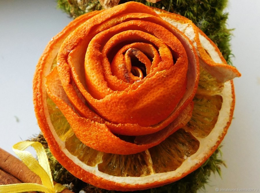 Розы из кожуры апельсина