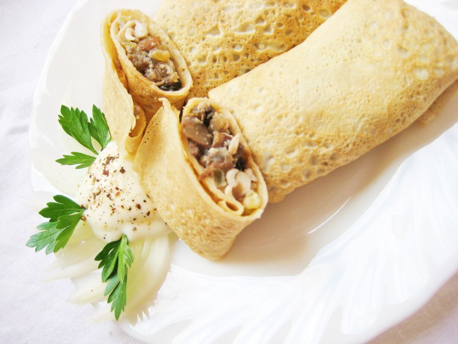 Блины фаршированные мясом