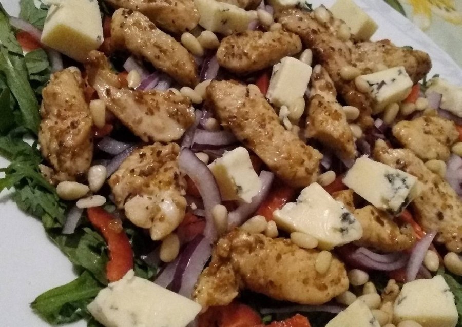 Состав теплый салат с куриной грудкой