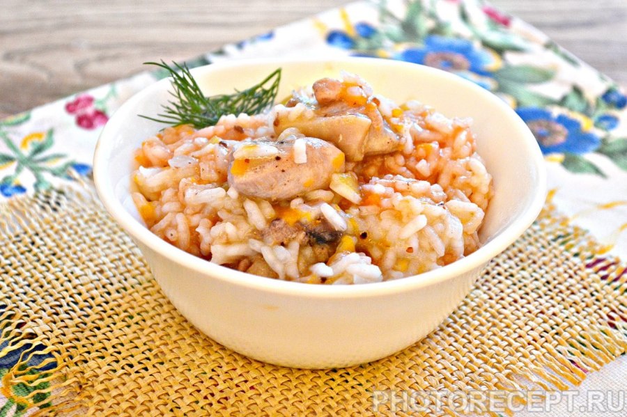 Рис с овощами и курицей