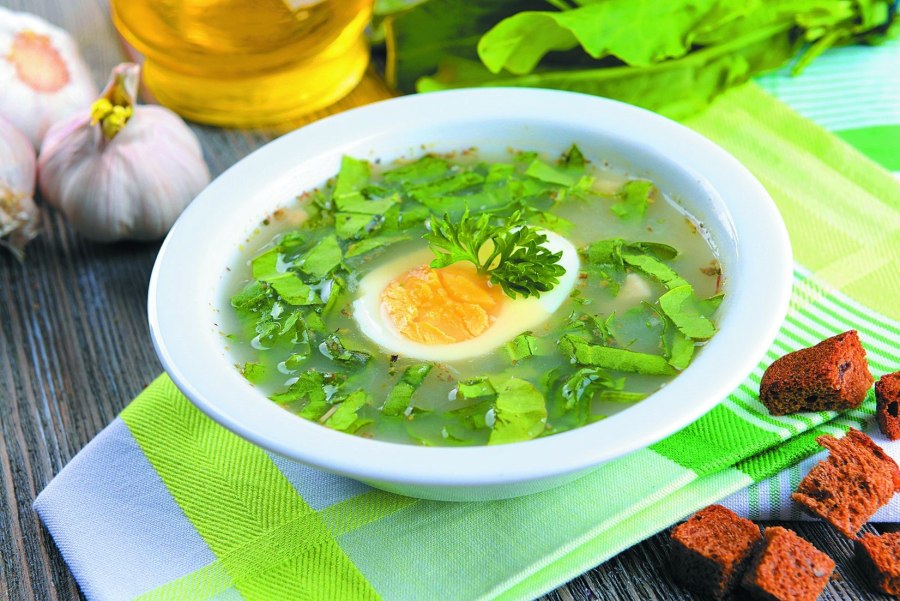Суп щавелевый с яйцом и курицей