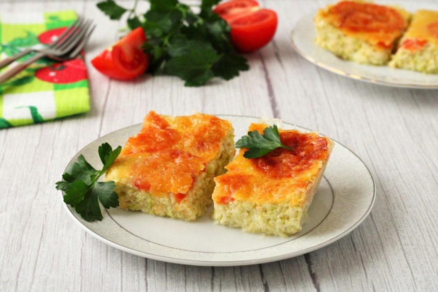 Запеканка из кабачка с зеленым луком