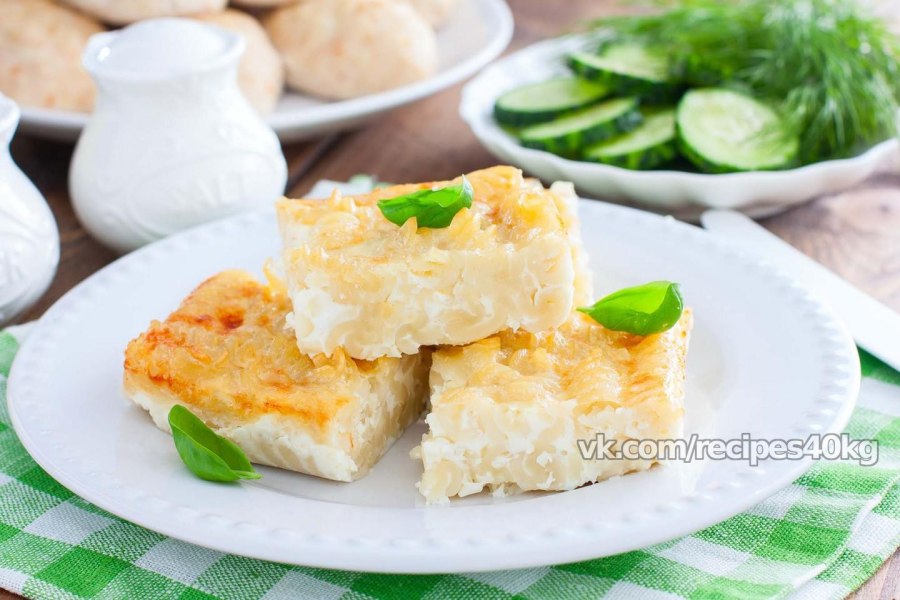 Лапшевник из макарон с творогом