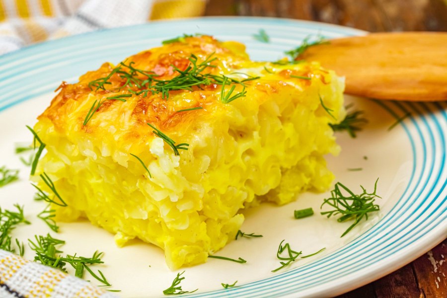 Творожная запеканка с макаронами