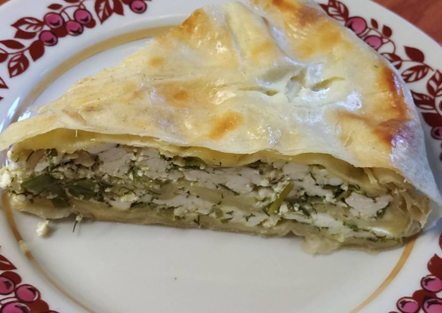 Пирог из лаваша с зеленью