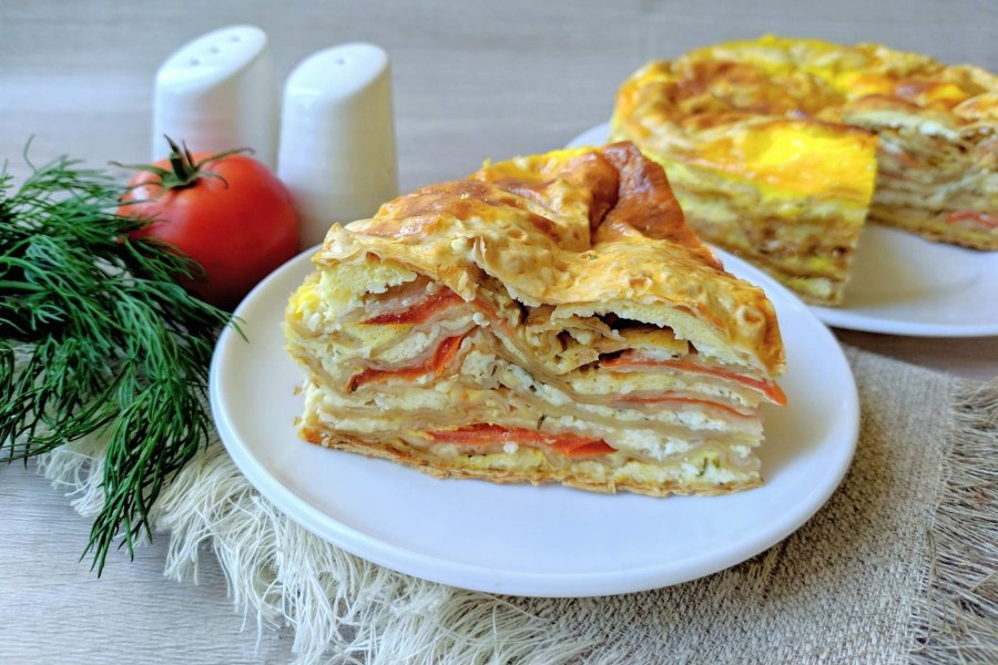 Лаваш с творогом и сыром в духовке